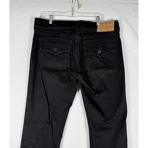 True Religion Rocco Jeans Mens 36 Black Relaxed Skinny Flap Pockets 36x31